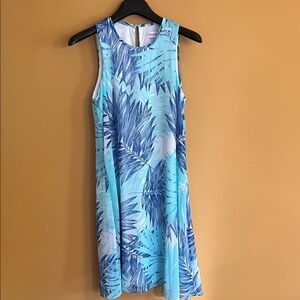 Calvin Klein Tropical Blue and White Mini Dress